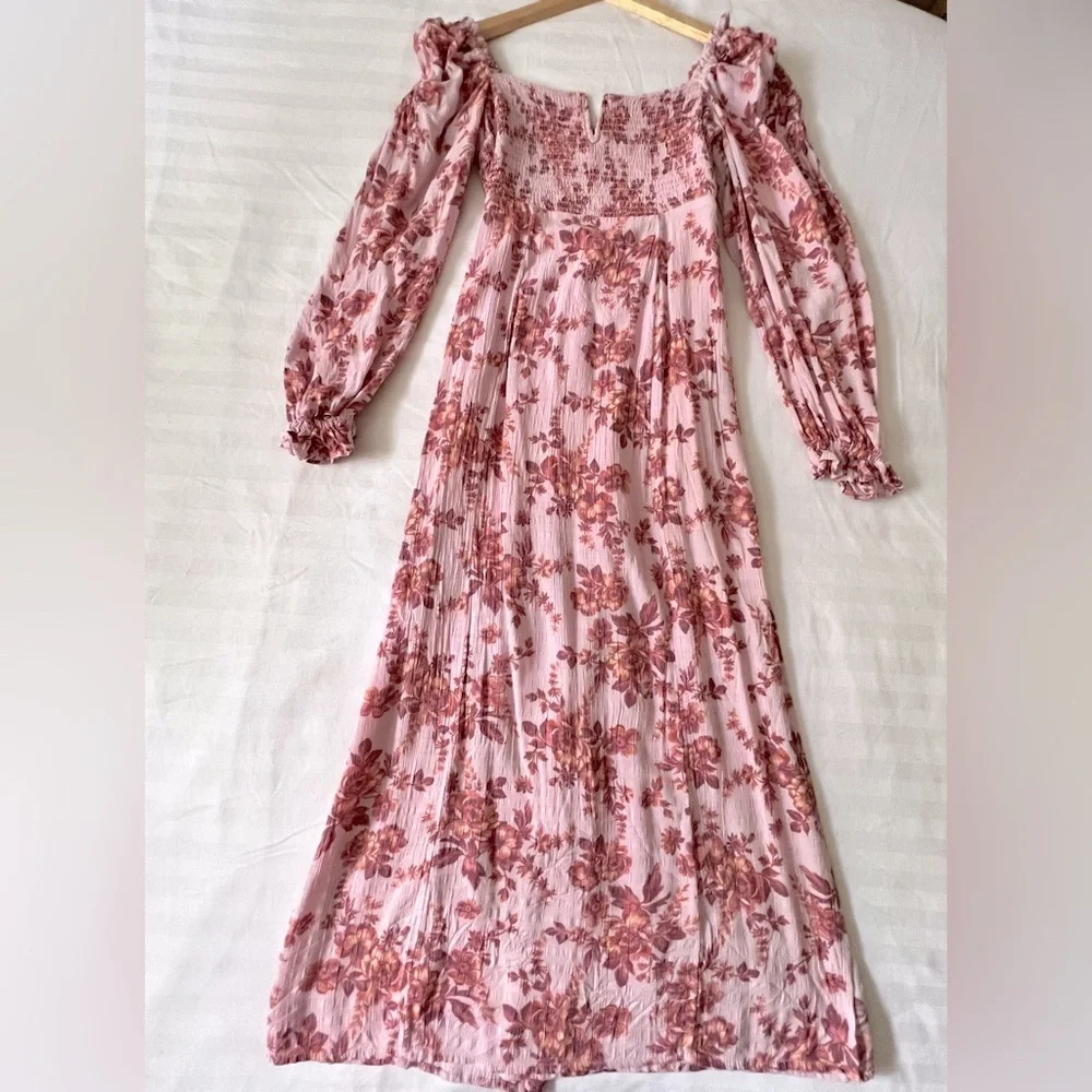 Free People Floral Pink Long Sleeve Dress - Picture 2 of 6